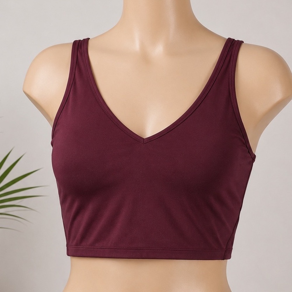 Natural Uniforms Modern Fit-Luxe Stretch Tank Top Burgundy 2XL V-Neck Crop Top